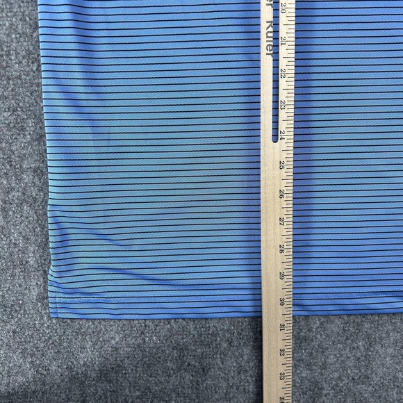 Donald Ross Polo Shirt Mens Medium‎ Blue Stripe Golf Performance Casual Top - Picture 6 of 6